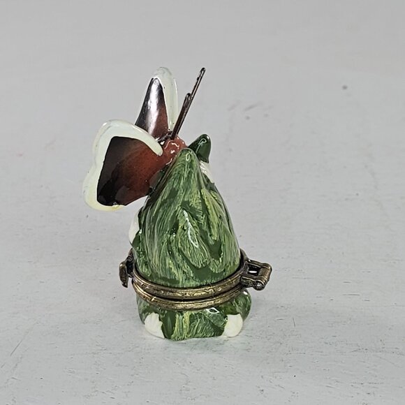 Butterfly Keepsake Hinged Trinket Box Brown Green White - Picture 4 of 8